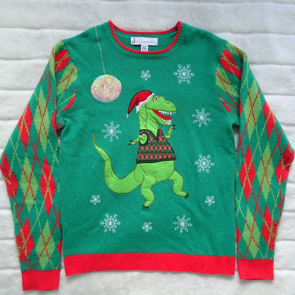Jolly Sweaters Ugly Christmas Sweater Men's Medium #4 TX Rex